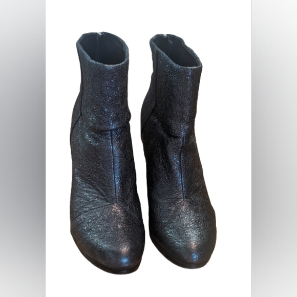 EUC Rag & Bone Classic Newbury Crinkled Gunmetal metallic pewter zip back, black - Picture 13 of 14